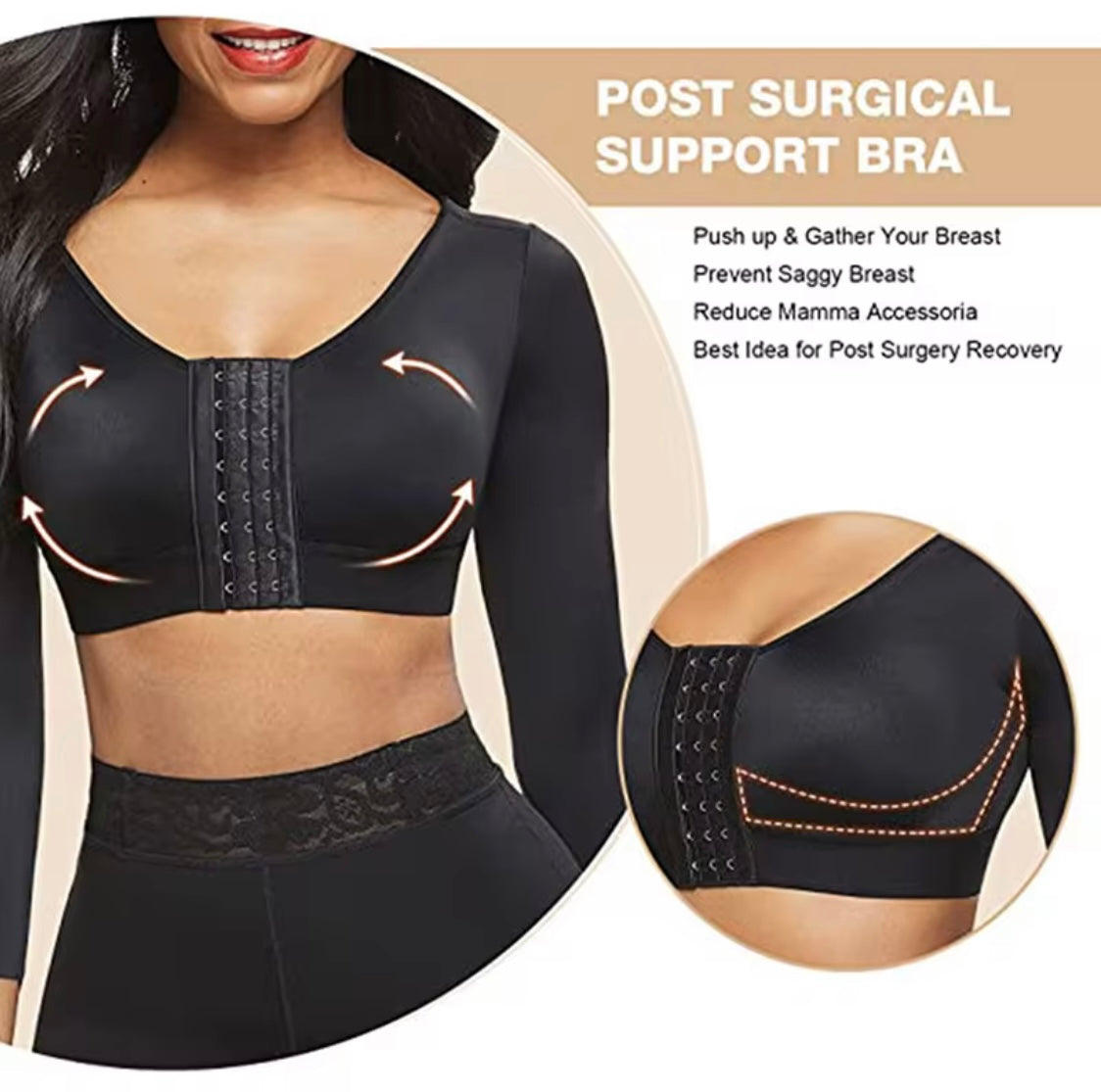 Ellen – Post-operatieve shapewear BH - X-type Kruisende Lagen - Ondersteunend