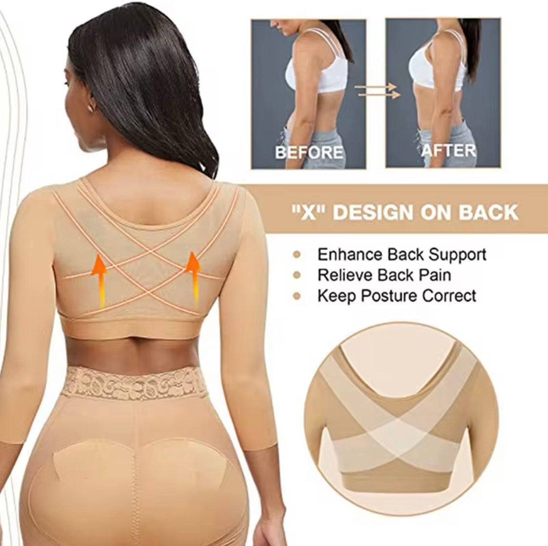 Ellen – Post-operatieve shapewear BH - X-type Kruisende Lagen - Ondersteunend