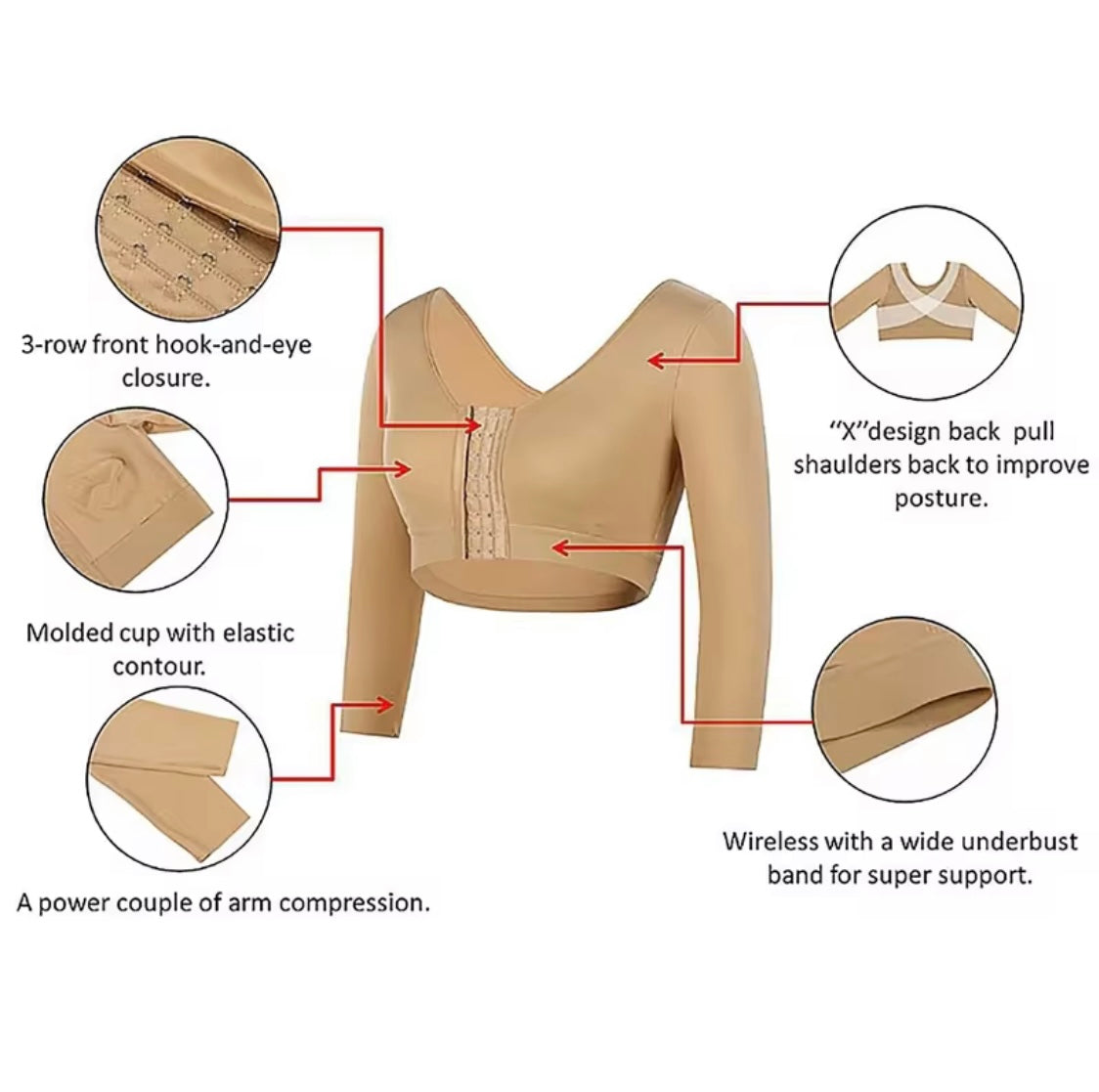 Ellen – Post-operatieve shapewear BH - X-type Kruisende Lagen - Ondersteunend