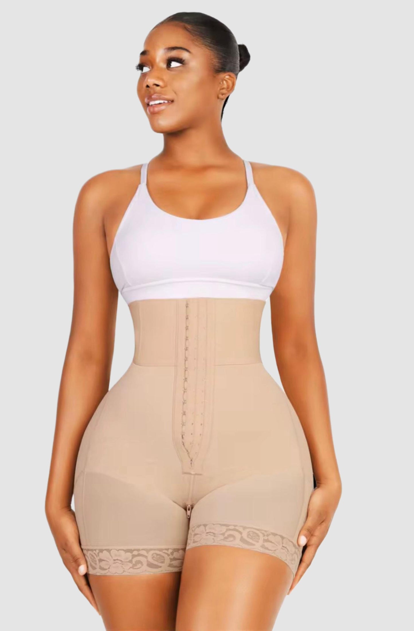 Valere - 'BBL Shapewear' Hoog Getaileerde Body - Met Haak en Oogsluiting - Rits voor Toilet Gebruik, Ondersluiting met Rits