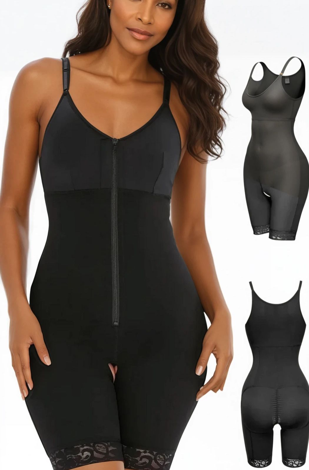 Jolanthe – Full body shapewear met open Rits - Sterke Compressie - Adembenemende Materiaal, Open Kruis