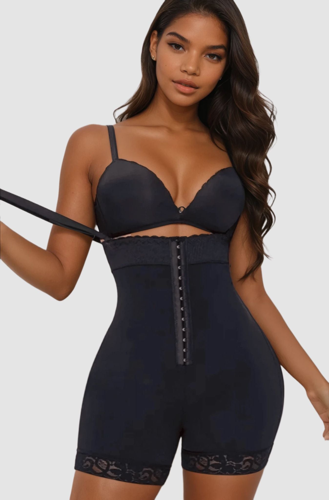 Caitlin – Afslank Body Shaper haakjes Met Afneembare Schouderbandjes – Open Kruis