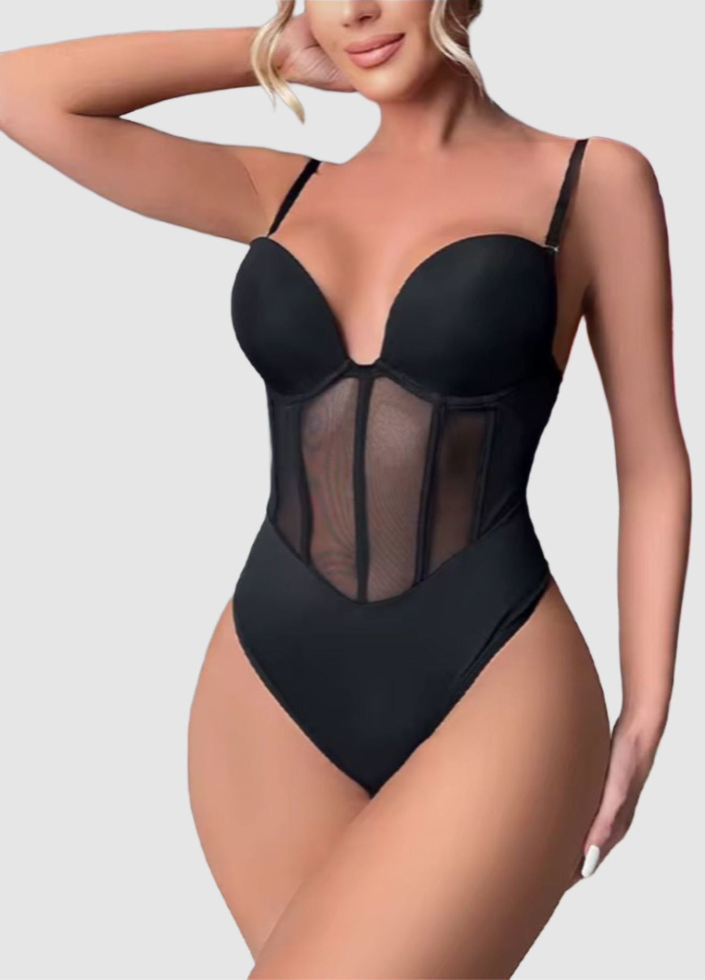 Nova – Shapewear Bodysuit met 5 stalen baleinen met Schouderbandjes - Backless Look - Zonder BH te Dragen, Knoopjes bij de Kruis