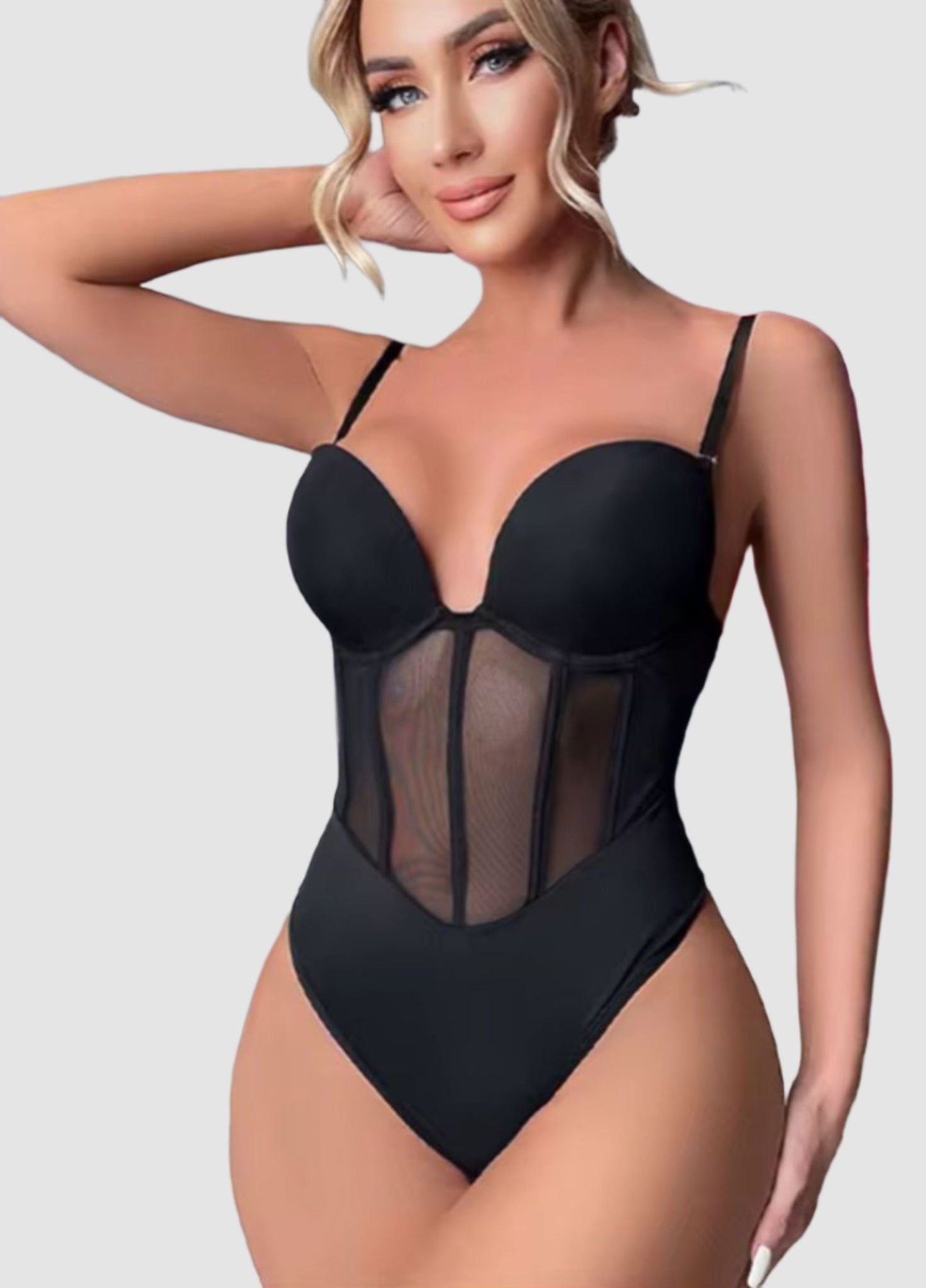Nova – Shapewear Bodysuit met 5 stalen baleinen met Schouderbandjes - Backless Look - Zonder BH te Dragen, Knoopjes bij de Kruis