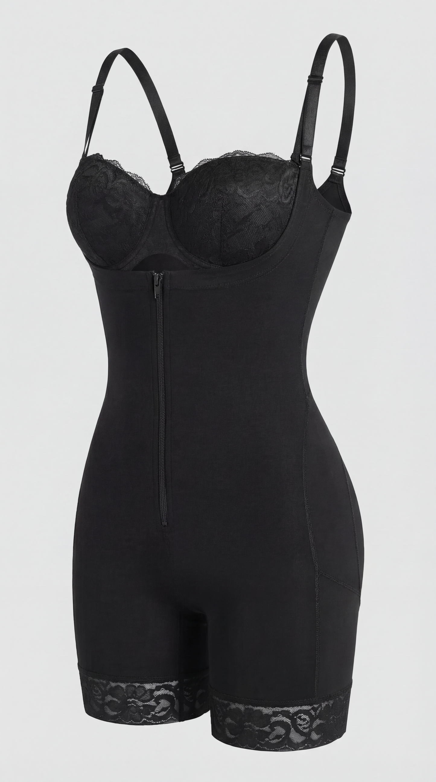 Kylie - Body Shaper with Double Security Zipper | Hooks - With Removable Shoulder Straps