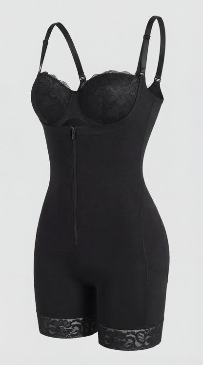 Kylie - Body Shaper with Double Security Zipper | Hooks - With Removable Shoulder Straps
